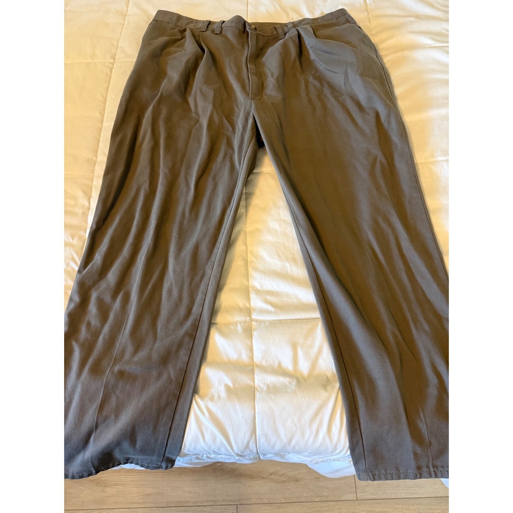 Legendary Gold Khakis Mens 44x30 Pleated Elastic Waist Brown Pants 77500SB